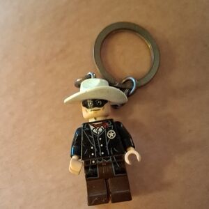 Little figure lawman keychain no markings white cowboy hat rotates